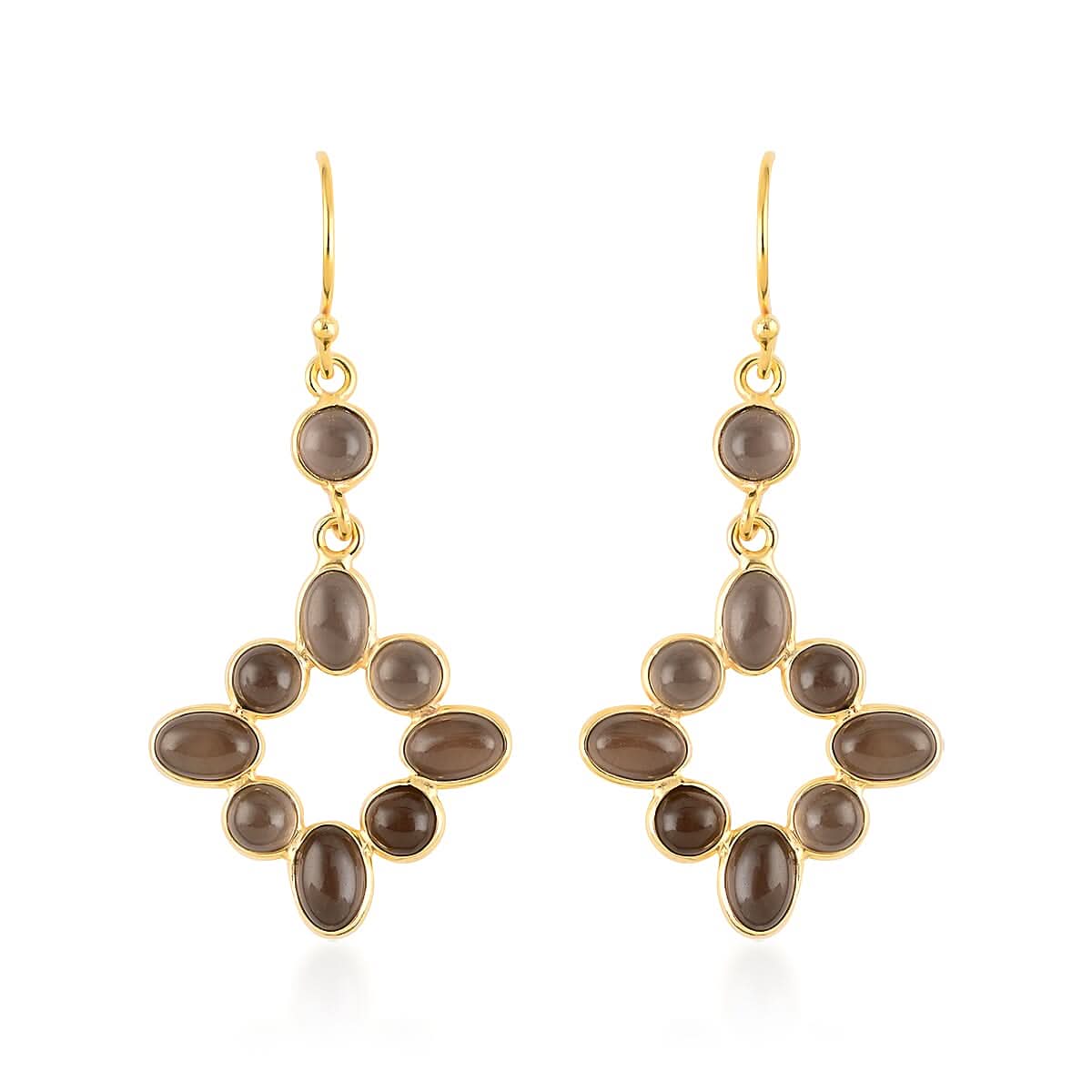 Sea Green Chalcedony Dangle Earrings in 14K Yellow Gold Over Sterling Silver 5.40 ctw (1)