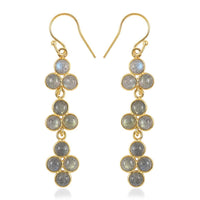 Sea Green Chalcedony Dangle Earrings in 14K Yellow Gold Over Sterling Silver 2.70 ctw
