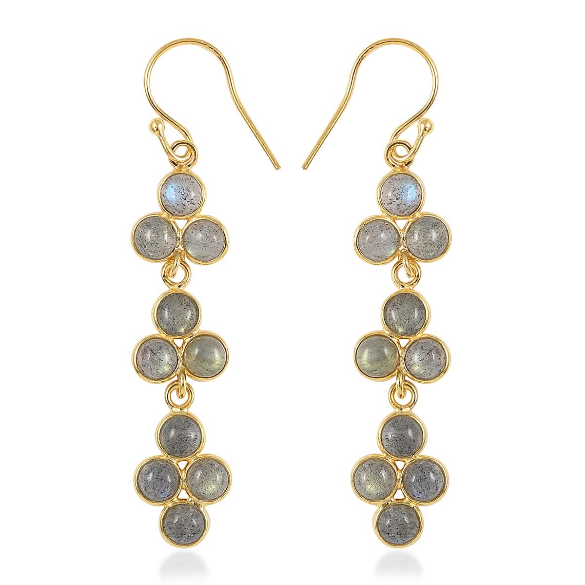 Sea Green Chalcedony Dangle Earrings in 14K Yellow Gold Over Sterling Silver 2.70 ctw (1)