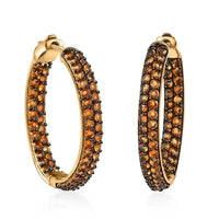 Mexican Fire Opal Inside Out Hoop Earrings in Vermeil Yellow Gold Over Sterling Silver 3.15 ctw