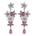 GP Italian Garden Collection Morro Redondo Pink Tourmaline and Natural White Zircon Floral Earrings in Platinum Over Sterling Silver 3.60 ctw - Sticky add to cart bar