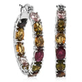 Multi-Tourmaline Inside Out Hoop Earrings in Platinum Over Sterling Silver 9.15 ctw - Sticky add to cart bar