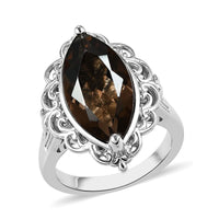 Brazilian Smoky Quartz Ring in Platinum Over Copper with Magnet (Size 9.0) 5.35 ctw