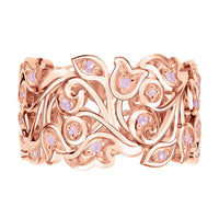 Doorbuster Uncut Natural Pink Diamond 0.25 ctw Floral Band Ring in Vermeil Rose Gold Over Sterling Silver (Size 7.0) (Del. in 5-7 Days)