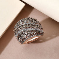 Natural Champagne and White Diamond Ring in Vermeil Rose Gold Over Sterling Silver 7.75 Grams 2.00 ctw