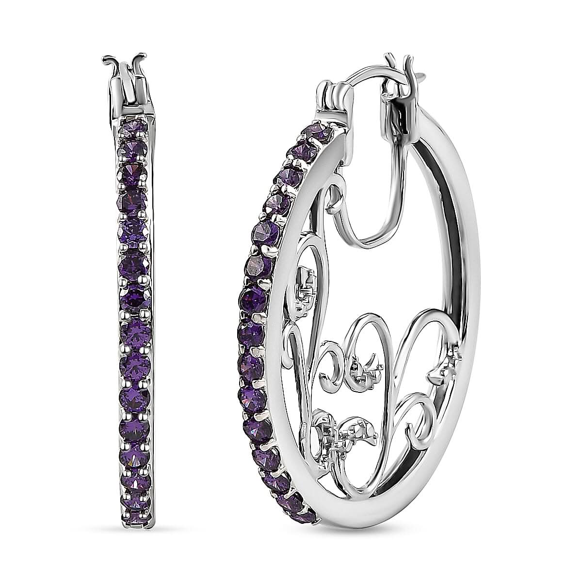 KARIS Simulated Diamond Hoop Earrings in Platinum Bond 3.65 ctw (1)