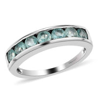 Grandidierite Half Eternity Band Ring in Platinum Over Sterling Silver (Size 10.0) 0.90 ctw