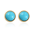 AMERICAN Natural Sleeping Beauty Turquoise Solitaire Stud Earrings in 14K Yellow Gold Over Sterling Silver 1.00 ctw - Sticky add to cart bar