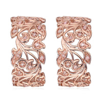 Uncut Natural Pink Diamond Floral J-Hoop Earrings in Vermeil Rose Gold Over Sterling Silver 0.25 ctw