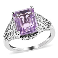 Galilea Rose Quartz Solitaire Ring in Platinum Over Sterling Silver 3.25 ctw