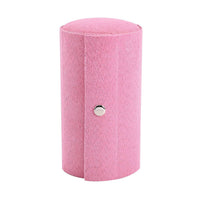 Pink Velvet Three Layer Cylinder Shape Jewelry Box with Top Cap and Snap Button Closure (5.1"x3"x3")