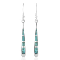 SANTA FE Style Turquoise Drop Earrings in Sterling Silver 1.50 ctw
