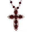 KARIS Mozambique Garnet Cross Necklace 18 Inches in ION Plated 18K Rose Gold 27.00 ctw - Sticky add to cart bar