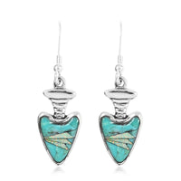 SANTA FE Style Turquoise and Lab Created Opal Dangle Earrings in Sterling Silver 0.40 ctw