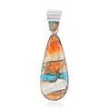 SANTA FE Style Spiny Turquoise Teardrop Pendant in Sterling Silver 0.65 ctw - Sticky add to cart bar