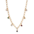 Multi Gemstone Station Necklace 18 Inches in Vermeil Yellow Gold Over Sterling Silver 1.85 ctw - Sticky add to cart bar