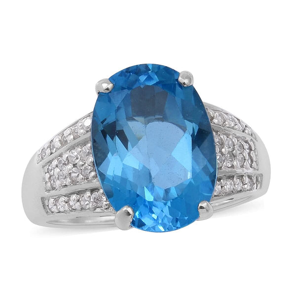 Marambaia Topaz and Natural White Zircon Ring in Platinum Over Sterling Silver (Size 9.0) 7.50 ctw - Product card gallery slide 1 (9431476175103)