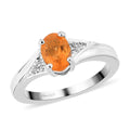 Jalisco Fire Opal and Natural White Zircon Ring in Sterling Silver (Size 9.0) 0.65 ctw - Sticky add to cart bar
