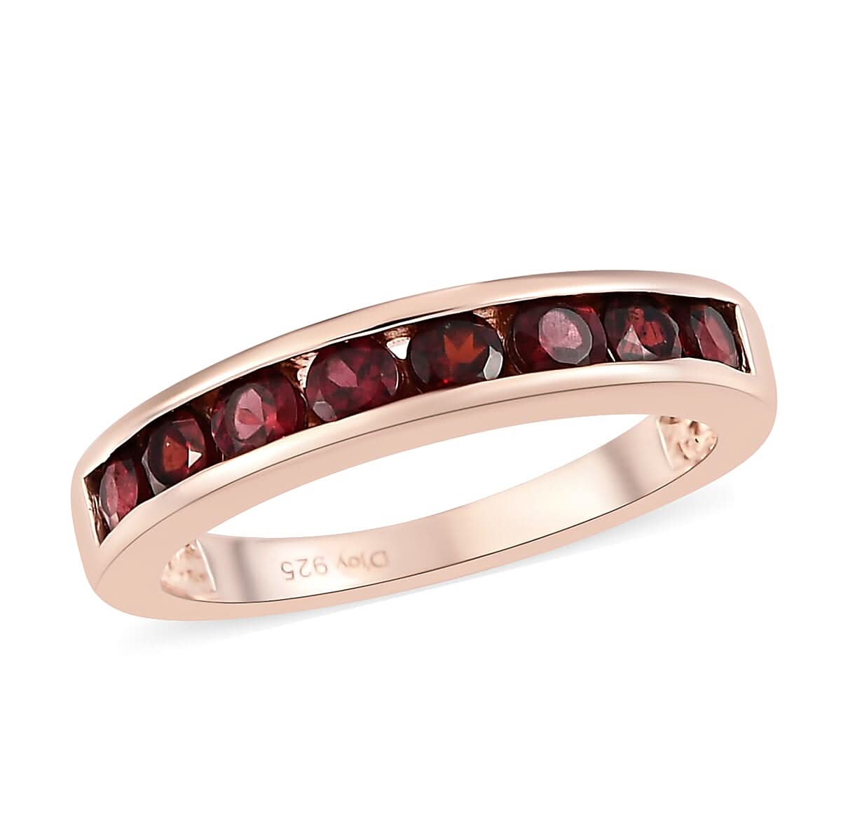 AMERICAN Arizona Anthill Garnet Half Eternity Band Ring in 14K Rose Gold Over Sterling Silver (Size 7.0) 0.85 ctw