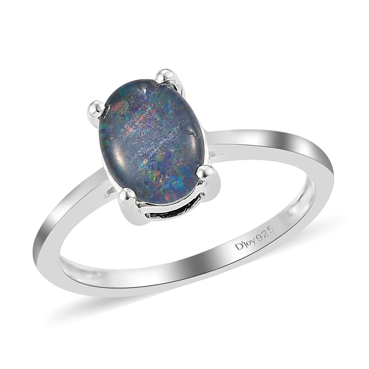 Boulder Opal Triplet Solitaire Ring in Sterling Silver (Size 5.0) 1.00 ctw