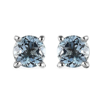 Mangoro Aquamarine Solitaire Stud Earrings in Platinum Over Sterling Silver 0.90 ctw