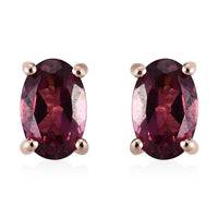 Lotus Garnet Solitaire Stud Earrings in 14K Rose Gold Over Sterling Silver 1.15 ctw