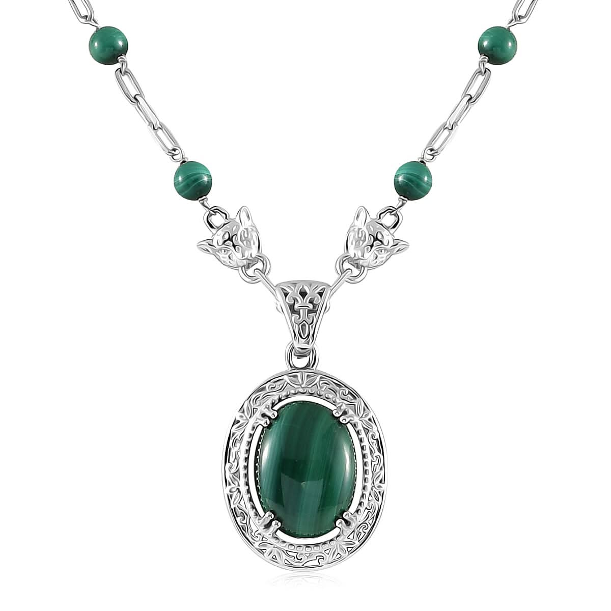 KARIS Blue Turquoise Fancy Necklace 18 Inches in Platinum Bond 24.00 ctw
