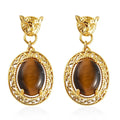 Karis South African Tiger's Eye Drop Earrings in 18K YG Plated 12.35 ctw - Sticky add to cart bar