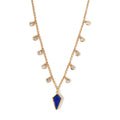 Statement Kite Lapis Lazuli and Dainty White Topaz Station Necklace 18 Inches in Vermeil Yellow Gold Over Sterling Silver 13.15 Grams 6.75 ctw - Sticky add to cart bar