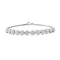 Simulated Diamond Bracelet in Rhodium Over Sterling Silver (7.50 In)