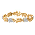 Simulated Diamond Elephant Bracelet in YG and Rhodium Over Sterling Silver (7.50 In) - Sticky add to cart bar