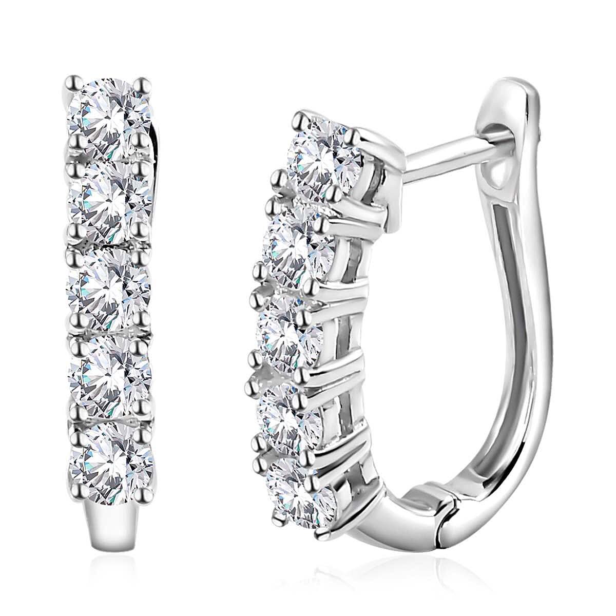 Moissanite Earrings in Platinum Over Sterling Silver 1.10 ctw