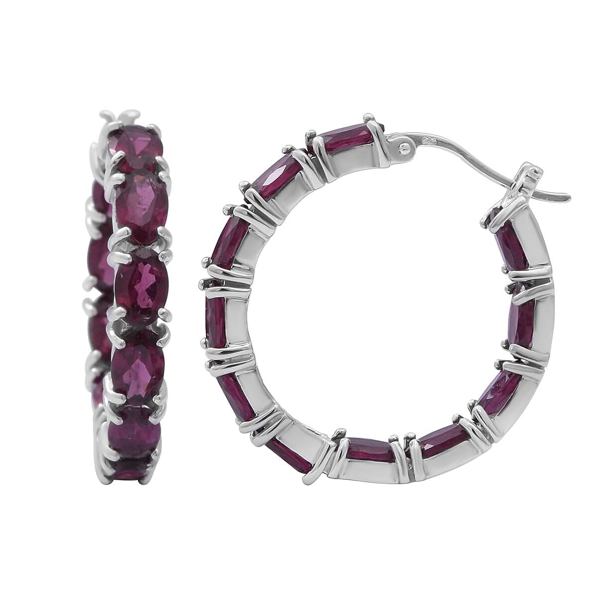 Orissa Rhodolite Garnet and Multi Gemstone Earrings in Platinum Over Sterling Silver 10.65 ctw