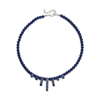 Lapis Lazuli Necklace 18-20 Inches in Silvertone 160.00 ctw