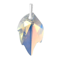 Aurora Borealis Crystal Leaf Pendant in Sterling Silver