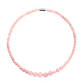 Galilea Rose Quartz Beaded Necklace 18 Inches with Magnetic Lock in Sterling Silver 150.00 ctw - Sticky add to cart bar