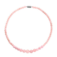 Galilea Rose Quartz Beaded Necklace 18 Inches with Magnetic Lock in Sterling Silver 150.00 ctw
