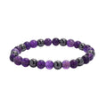Amethyst and Hematite Beaded Stretch Bracelet 105.60 ctw - Sticky add to cart bar