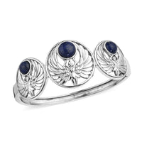 Lapis Lazuli Angel Bangle Bracelet in Stainless Steel (8.00 In) 7.00 ctw