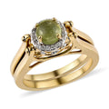 AMERICAN Natural Arizona Peridot and Natural White Zircon Reversible Ring in Vermeil Yellow Gold Over Sterling Silver 2.35 ctw - Sticky add to cart bar