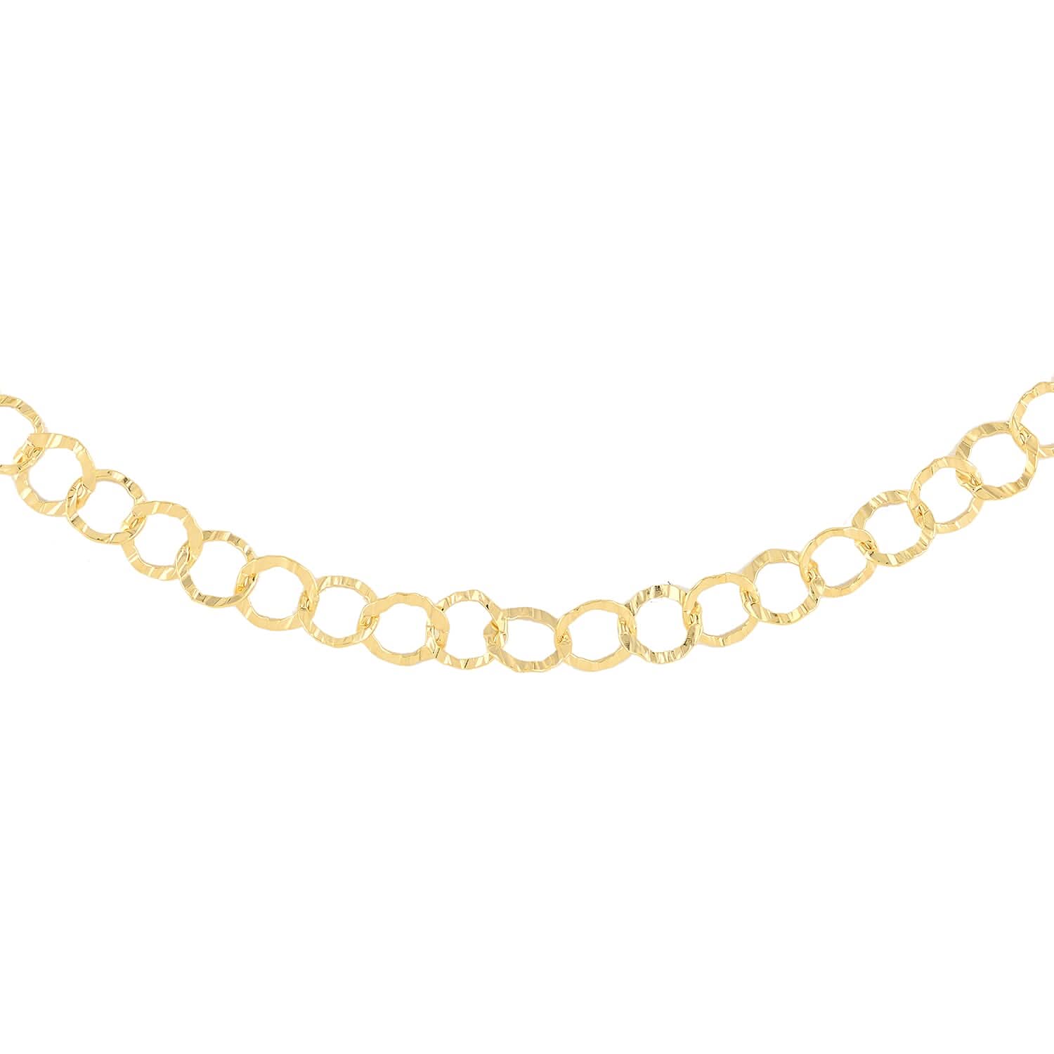 Italian 14K YG Over Sterling Silver 5.5mm Rolo Necklace 20 Inches 5.40 Grams