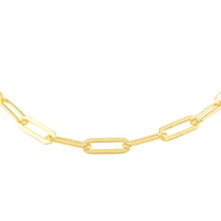 Italian 14K YG Over Sterling Silver 3.4mm Paperclip Necklace 20 Inches 7.6 Grams
