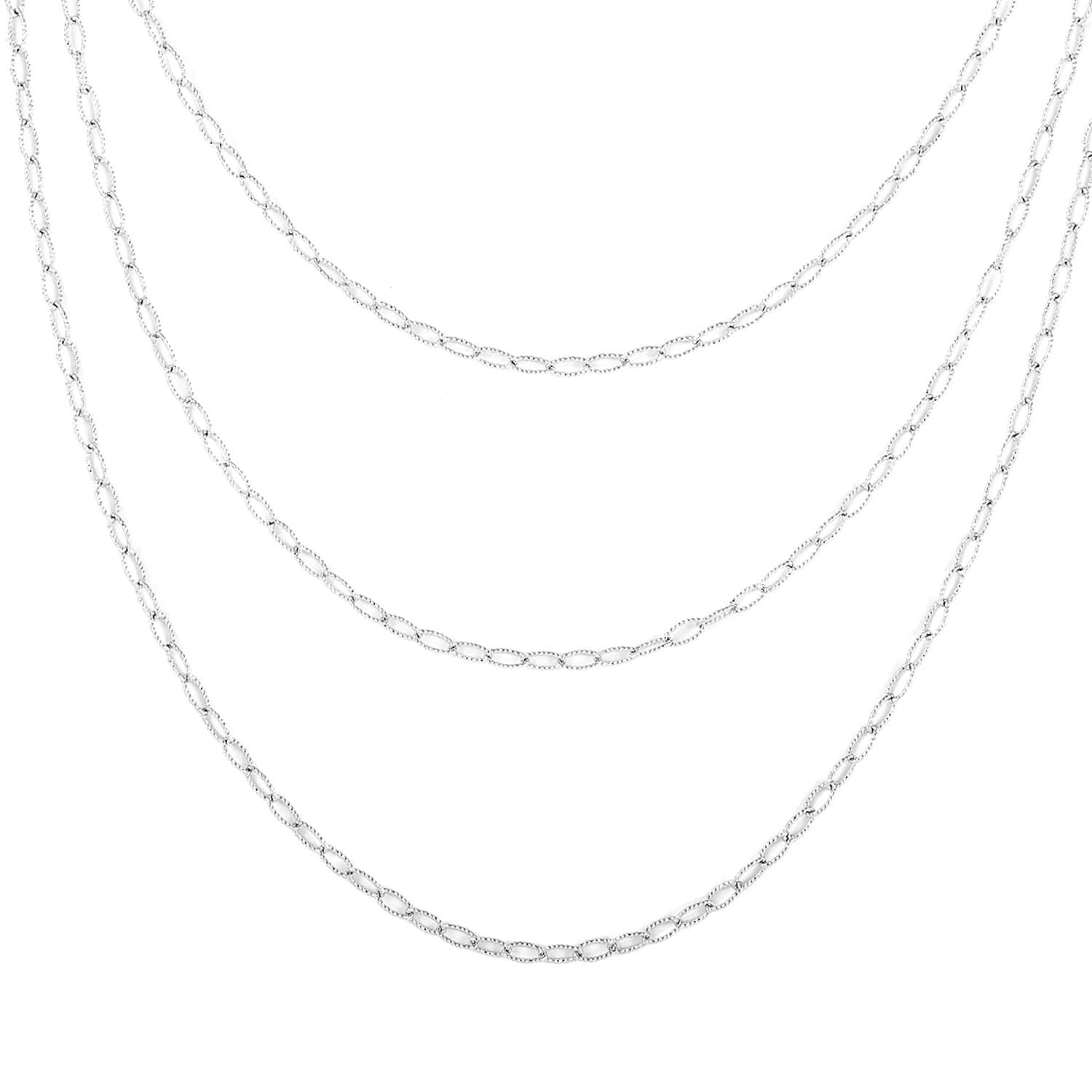Sterling Silver 2.2mm Layered Necklace 20 Inches 8.9 Grams