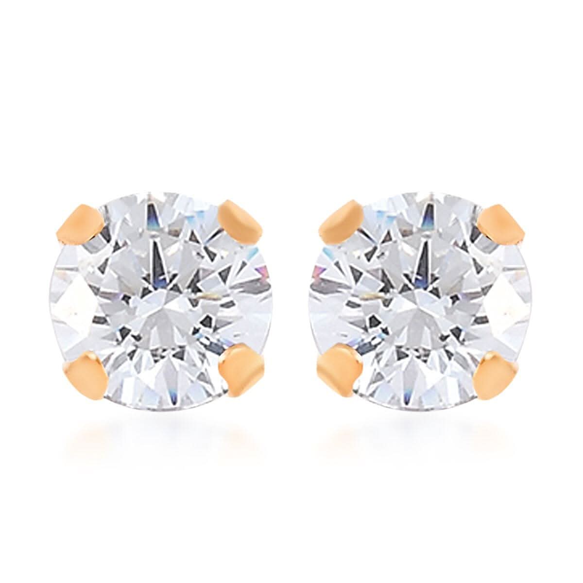 10K Yellow Gold Simulated Diamond Solitaire Stud Earrings 0.15 ctw