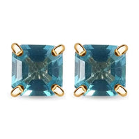 LUXORO 10K Yellow Gold Premium Madagascar Paraiba Apatite Solitaire Stud Earrings 1.30 ctw