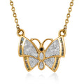 GP Italian Garden Collection Multi Diamond Cluster Butterfly Necklace 20 Inches in Vermeil Yellow Gold Over Sterling Silver 0.50 ctw - Sticky add to cart bar