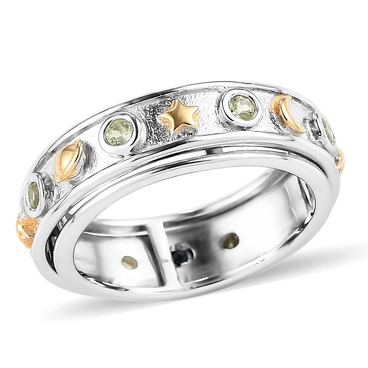 GP CELESTIAL DREAM COLLECTION Peridot Band Ring in Vermeil Yellow Gold and Platinum Over Sterling Silver 0.40 ctw (1)