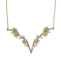 GP Italian Garden Collection Peridot and Multi Gemstone Flower Necklace 18 Inches in Vermeil Yellow Gold Over Sterling Silver 7.35 ctw