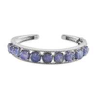 Tanzanite Cuff Bangle in Stainless Steel (6.50 in) 26.85 ctw