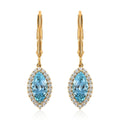 Certified and Appraised  Iliana 18K Yellow Gold AAA Santa Maria Aquamarine and G-H SI Diamond Lever Back Earrings 2.15 ctw - Sticky add to cart bar